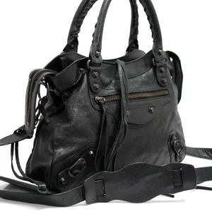 Balenciaga Town Leather Handbag Black